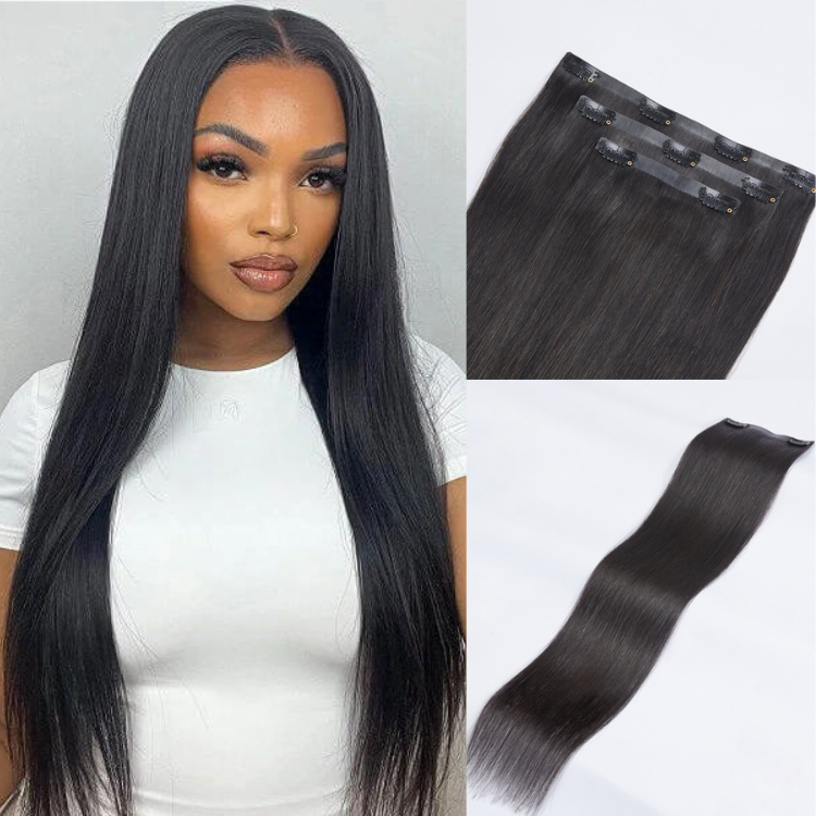 1pc Super Natural Straight Clip in Human Hair Extensions | Not Sold in Sets