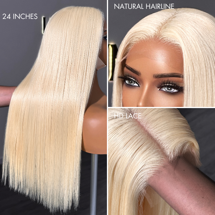 PreMax Wigs | Blonde 613 Silky Straight Glueless 5x5 Closure HD Lace Wig Pre-Cut Lace