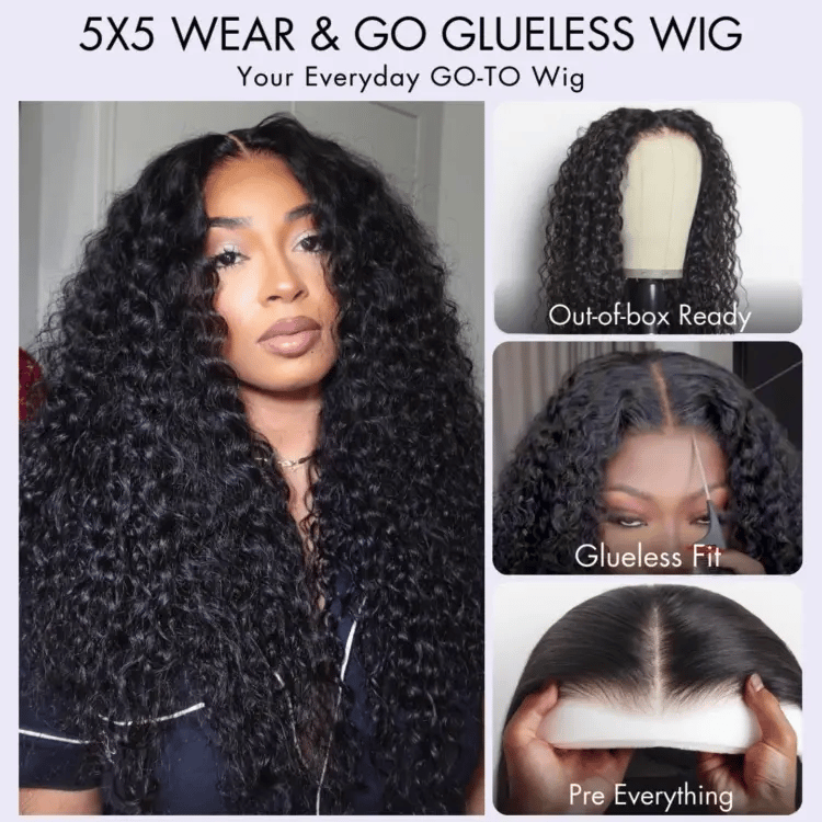 AiryFit™ Scalp Care Wigs | Effortless Water Wave Snugfit Glueless 5x5 Closure Pre-Cut Lace Curly Wig