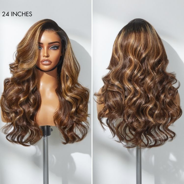 Luvme All-Day Comfort™ Wig 180% Density Blonde Highlight Loose Body Wave 7x6 Closure HD Lace Human Hair Wig Pre-Cut Lace