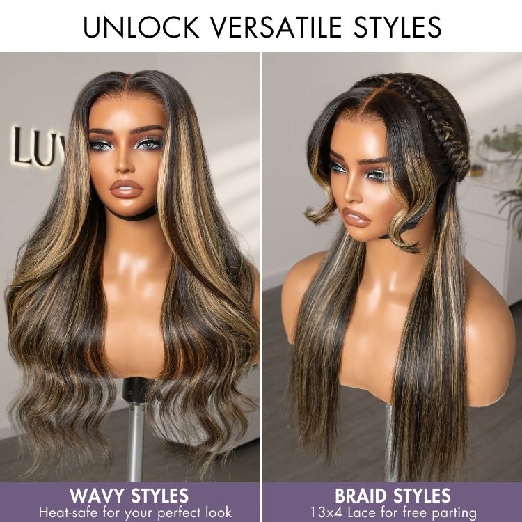 PreMax Wigs - Blonde Highlight Silky Straight 13x4 Frontal Lace Glueless Long Wig Pre-Cut Lace