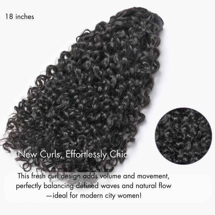 Messy Burmese Curly Invisible Edge Seamless Clip in Extensions Human Hair with Free Gift