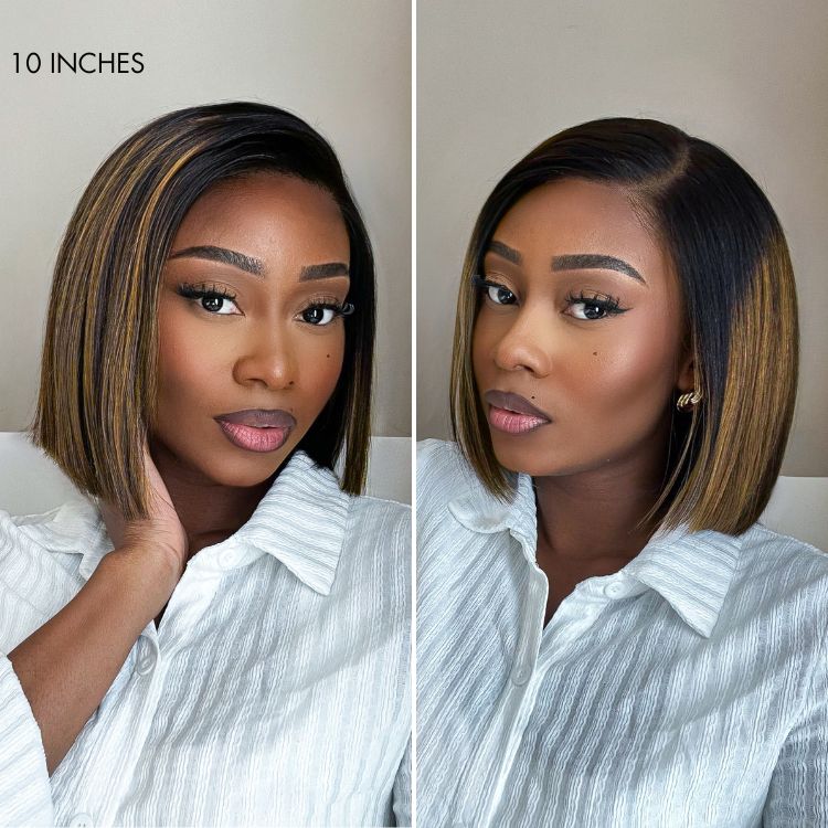 Luvme All-Day Comfort™ Wig Brown Highlight Blunt Cut Bob Glueless Minimalist HD Lace Wig Pre-Cut Lace