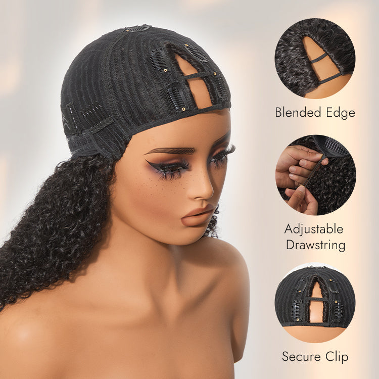 Luvme Too Easy Texture™ Wig 180% Density Kinky Curly / Yaki Straight Glueless V Part Flexi-Fit Drawstring Wig