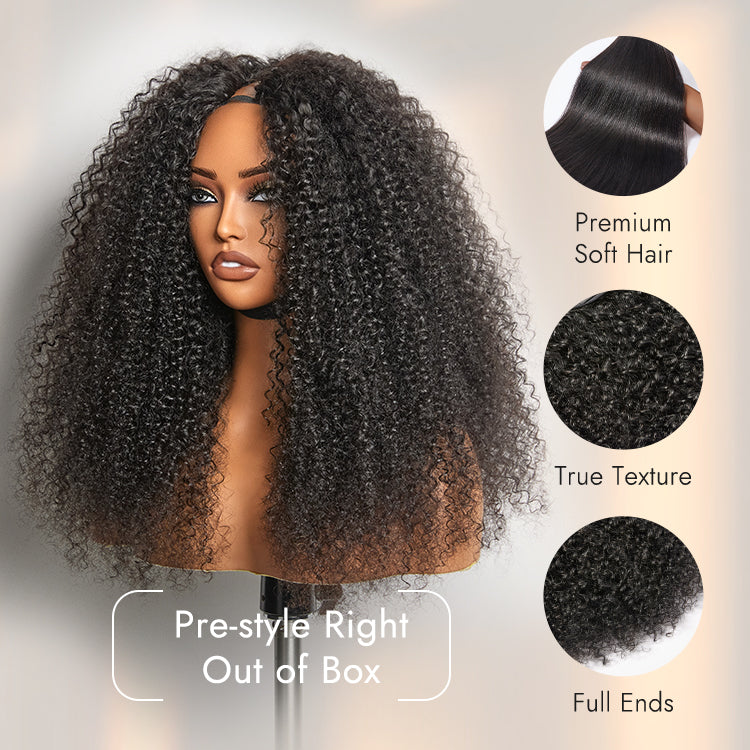 Luvme Too Easy Texture™ Wig 180% Density Kinky Curly / Yaki Straight Glueless V Part Flexi-Fit Drawstring Wig
