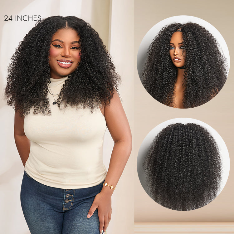 Luvme Too Easy Texture™ Wig 180% Density Kinky Curly / Yaki Straight Glueless V Part Flexi-Fit Drawstring Wig