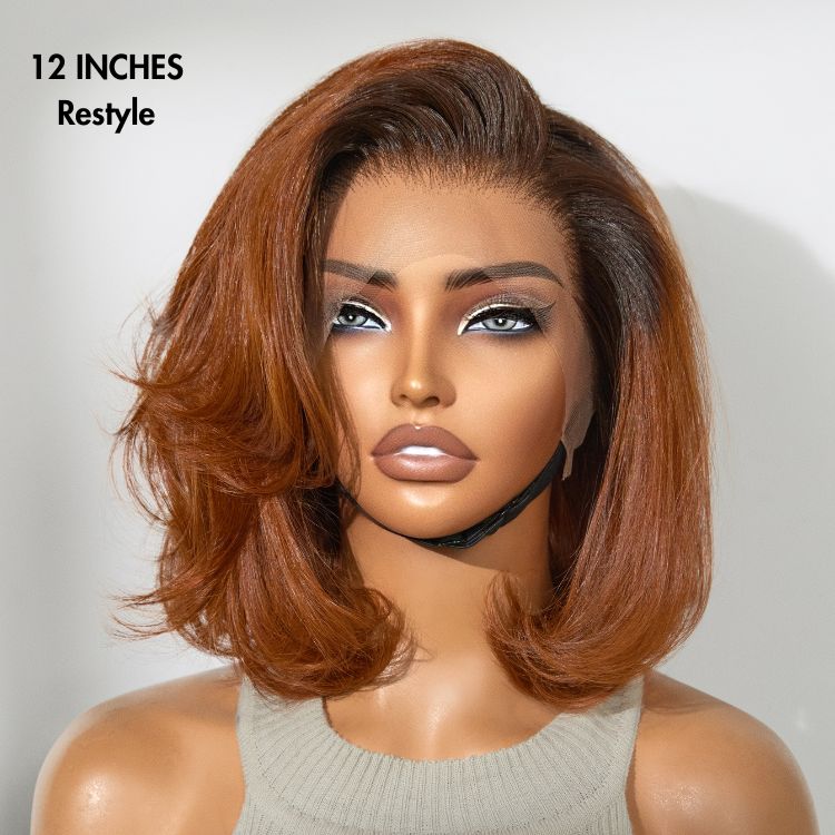 Ginger Ombre 13x4 Lace Front Glueless Blunt Cut Bob Human Hair Wig