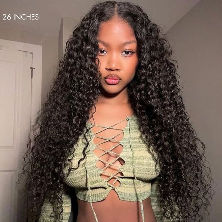 PreMax 180% / 250% Density Water Wave Glueless Flexi-Fit Drawstring 13x4 Frontal Lace Fluffy Curly Wig Pre-Cut Lace