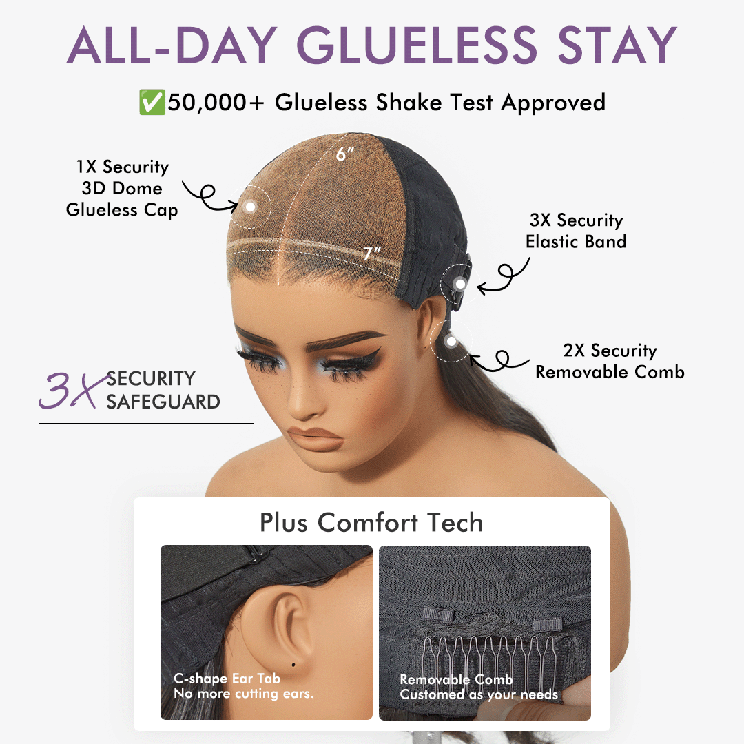 Luvme All-Day Comfort™ Wig 180% Density Loose Body Wave Glueless 7x6 Closure HD Lace Human Hair Wig with Bangs Pre-Cut Lace