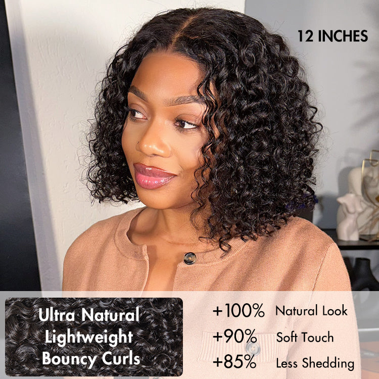 Brown Highlight / Natural Black / Blonde Highlight Deep Curly Glueless 5x5 Closure Pre-Cut Lace Wig