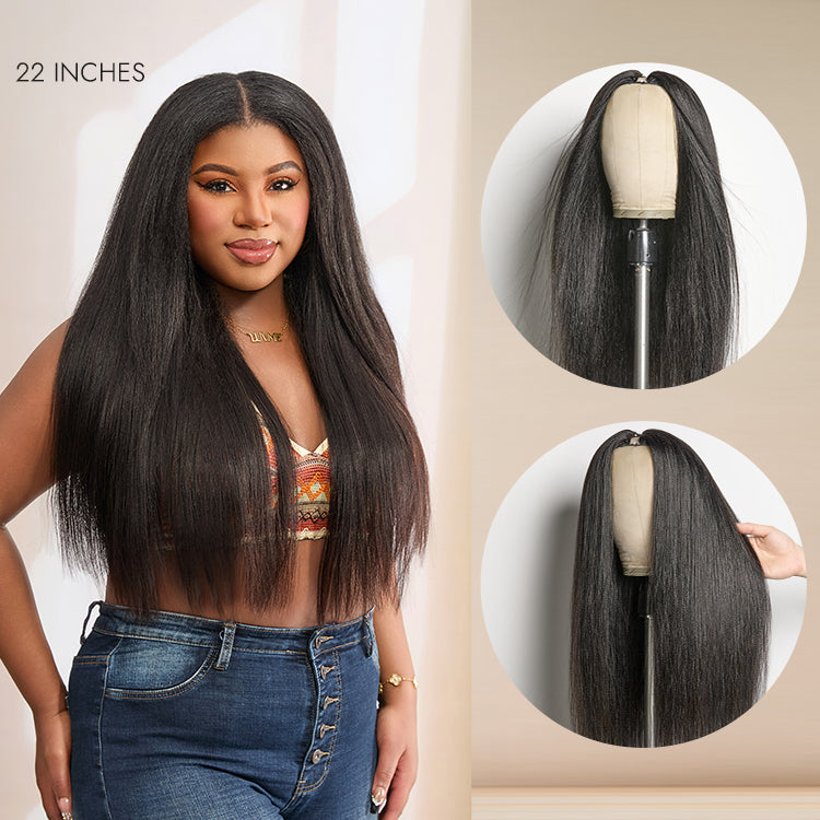 Luvme Too Easy Texture™ Wig 180% Density Kinky Curly / Yaki Straight Glueless V Part Flexi-Fit Drawstring Wig