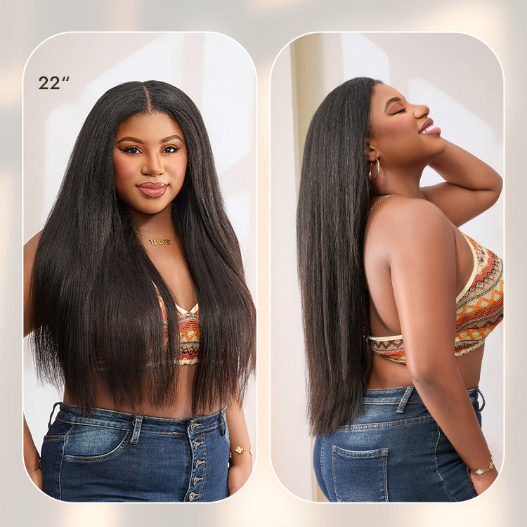 Luvme Too Easy Texture™ Wig 180% Density Kinky Curly / Yaki Straight Glueless V Part Flexi-Fit Drawstring Wig