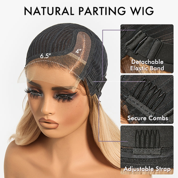 Brown Highlight Layered Wavy Butterfly Haircut Glueless Minimalist HD Lace Wig Pre-Cut Lace