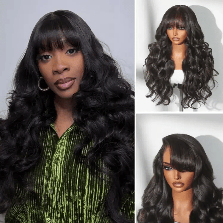 Luvme All-Day Comfort™ Wig 180% Density Loose Body Wave Glueless 7x6 Closure HD Lace Human Hair Wig with Bangs Pre-Cut Lace