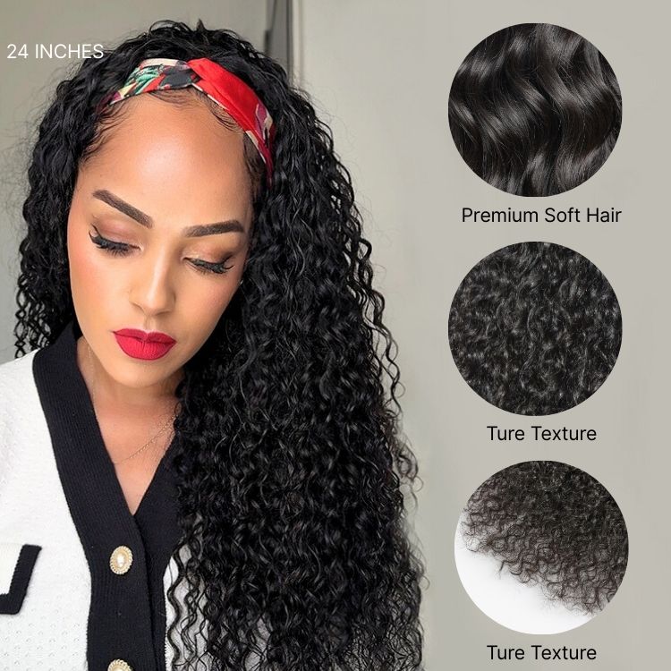 Luvme Too Easy Texture™ Wig 180% Density Water Wave Glueless Headband Wig Flexi-Fit Drawstring (Get Free Trendy Headbands)