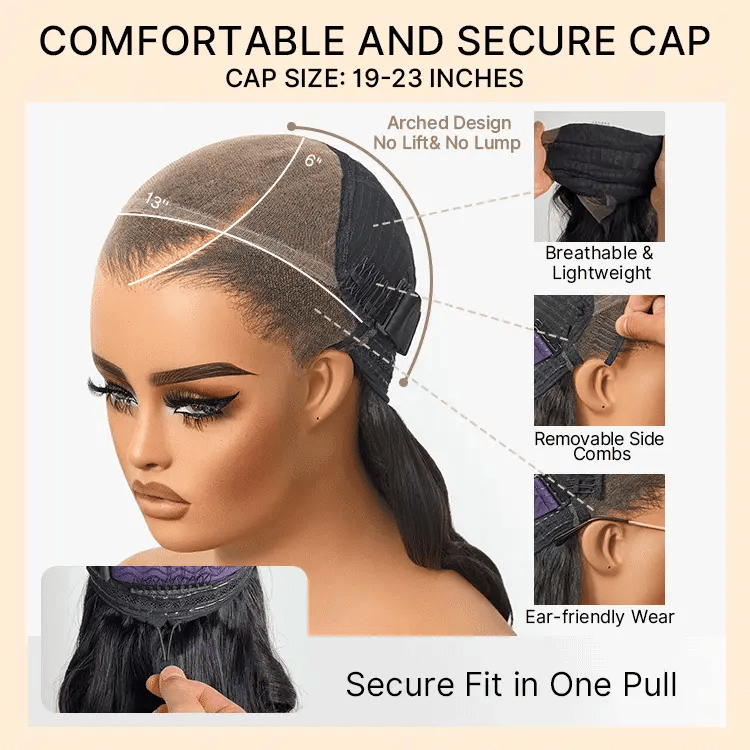 NatureMAX™ 200% / 250% Density Loose Wave Glueless Ear-to-ear 13x4 / 13x6 HD Lace Front Wig Pre-Cut Lace Flexi-Fit Drawstring Cap