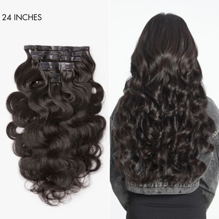 Soft Body Wave Invisible Edge Seamless Clip in Extensions Human Hair with Free Gift