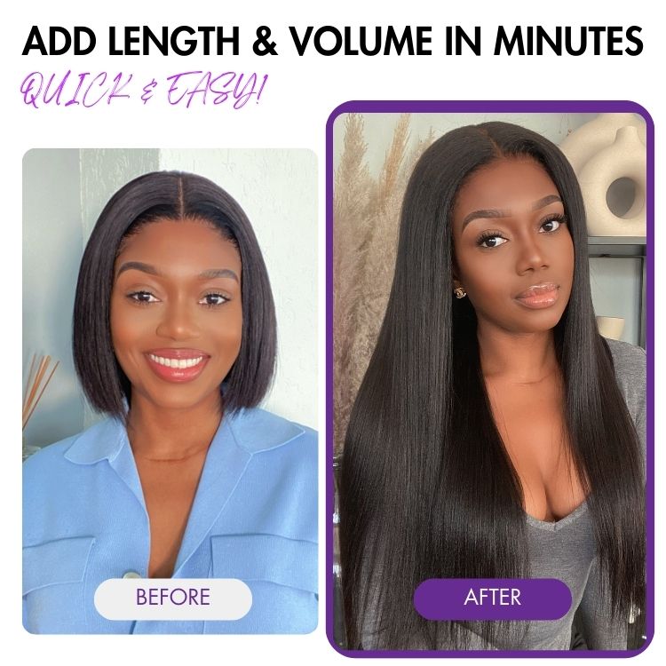 Ultra Natural Seamless Yaki Straight Clip in Extensions Human Hair with Free Gift - Limited Offer