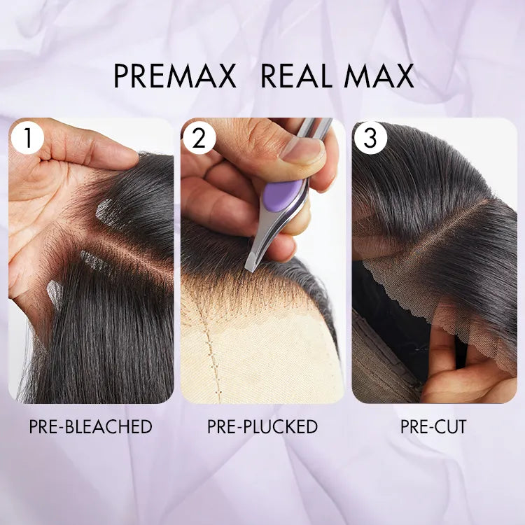 AiryFit™ Scalp Care Wigs - Silky Straight Middle Part Glueless 5x5 Closure Lace Long Wig Pre-Cut Lace