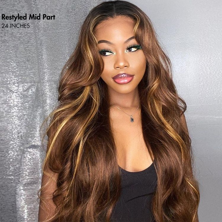 Luvme All-Day Comfort™ Wig 180% Density Blonde Highlight Loose Body Wave 7x6 Closure HD Lace Human Hair Wig Pre-Cut Lace