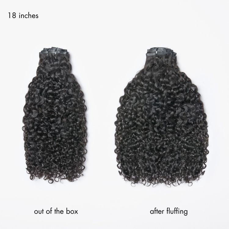 Messy Burmese Curly Invisible Edge Seamless Clip in Extensions Human Hair with Free Gift