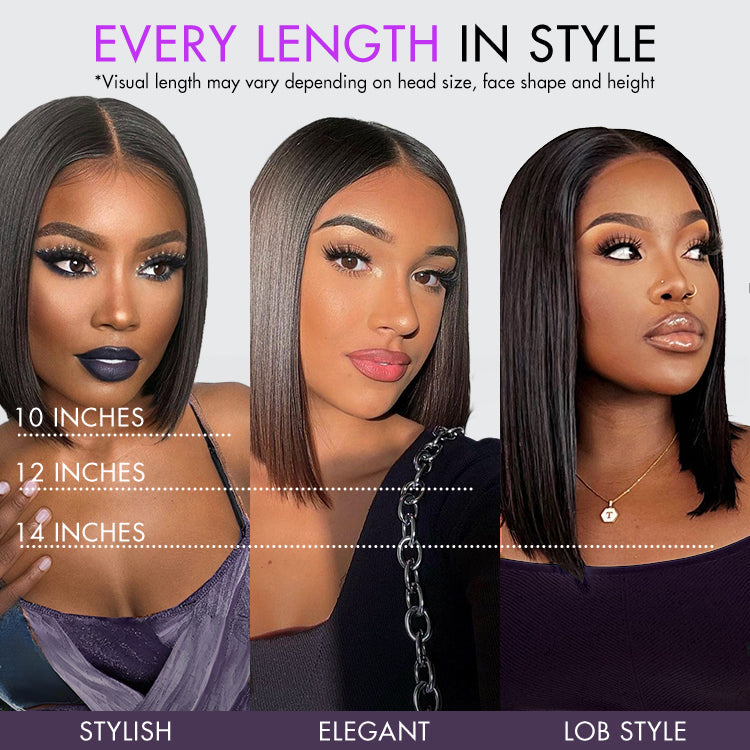 Luvme All-Day Comfort™ Wig Silky Blunt Cut Bob Glueless 7x6 Closure HD Lace Wig Pre-Cut Lace