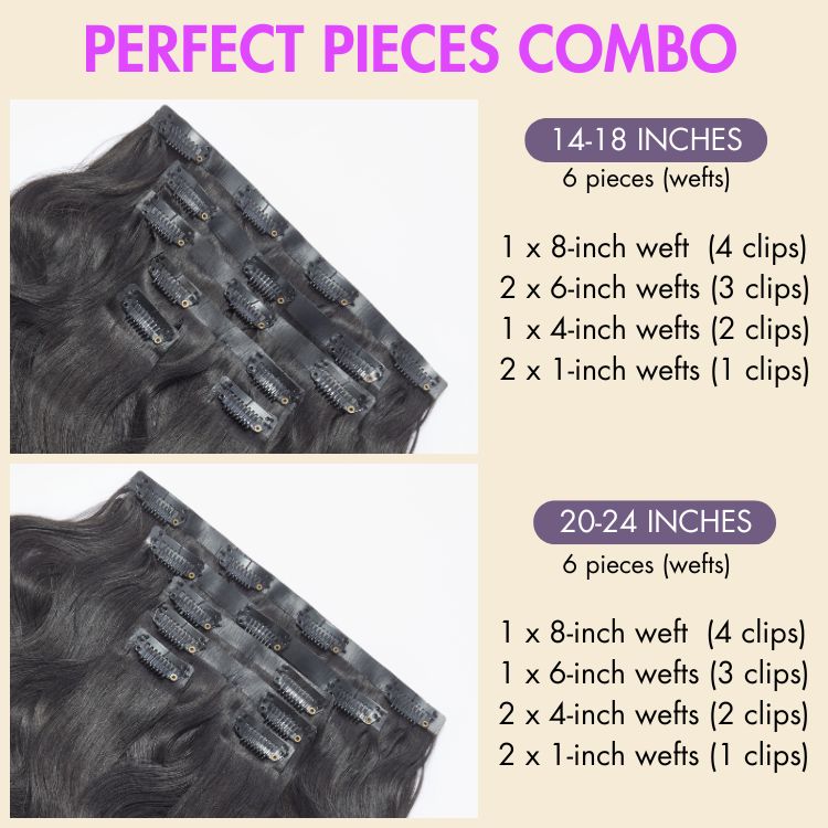 Body Wave / Messy Curly / Silky Straight / Yaki Straight / Kinky Curly Invisible Edge Clip in Hair Extensions Human Hair 110g 6pcs with Free Gift