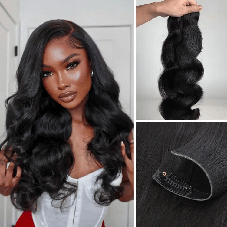 Luvme Too Easy Texture™ Silky Straight / Body Wave / Yaki Straight / Messy Curl / Kinky Curly Invisible Edge Clip in Hair Extensions Human Hair 110g 6pcs with Free Gift