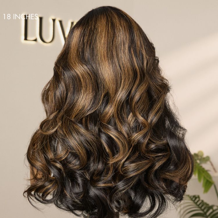 Luvme All-Day Comfort™ Wig 200% Density Brown Highlight Loose Body Wave Glueless Minimalist HD Lace Wig Pre-Cut Lace