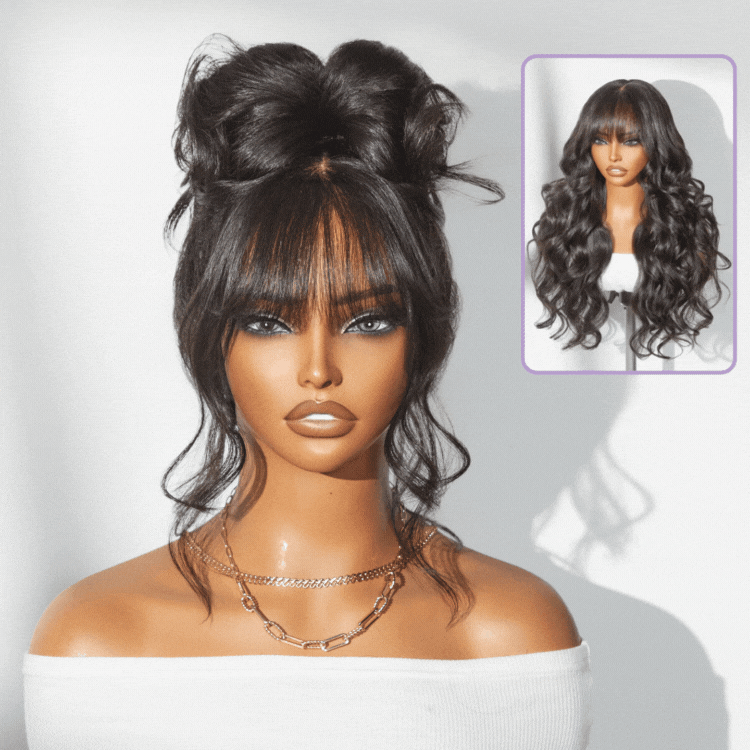 Luvme All-Day Comfort™ Wig 180% Density Loose Body Wave Glueless 7x6 Closure HD Lace Human Hair Wig with Bangs Pre-Cut Lace