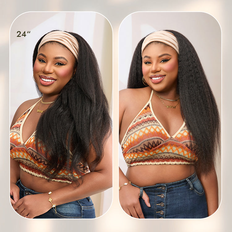 Luvme Too Easy Texture™ Wig 180% Density Kinky Straight Flexi-Fit Drawstring Glueless Headband Wig (Get Free Trendy Headbands)