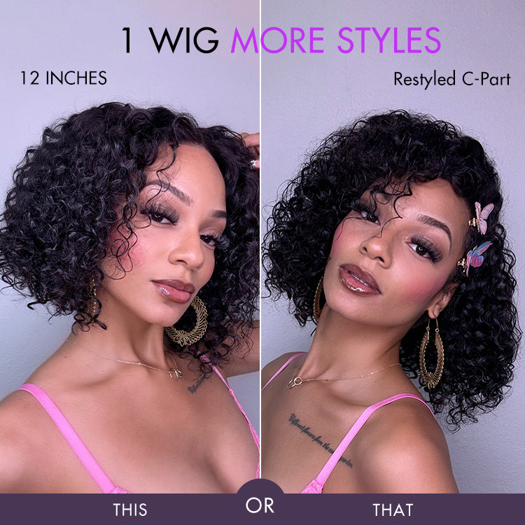 Brown Highlight / Natural Black / Blonde Highlight Deep Curly Glueless 5x5 Closure Pre-Cut Lace Wig