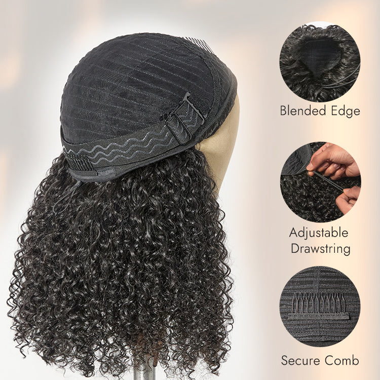 Luvme Too Easy Texture™ 3-In-1 Half Wig 180% Density Kinky Curly / Yaki Straight Glueless Flexi-Fit Drawstring Wig