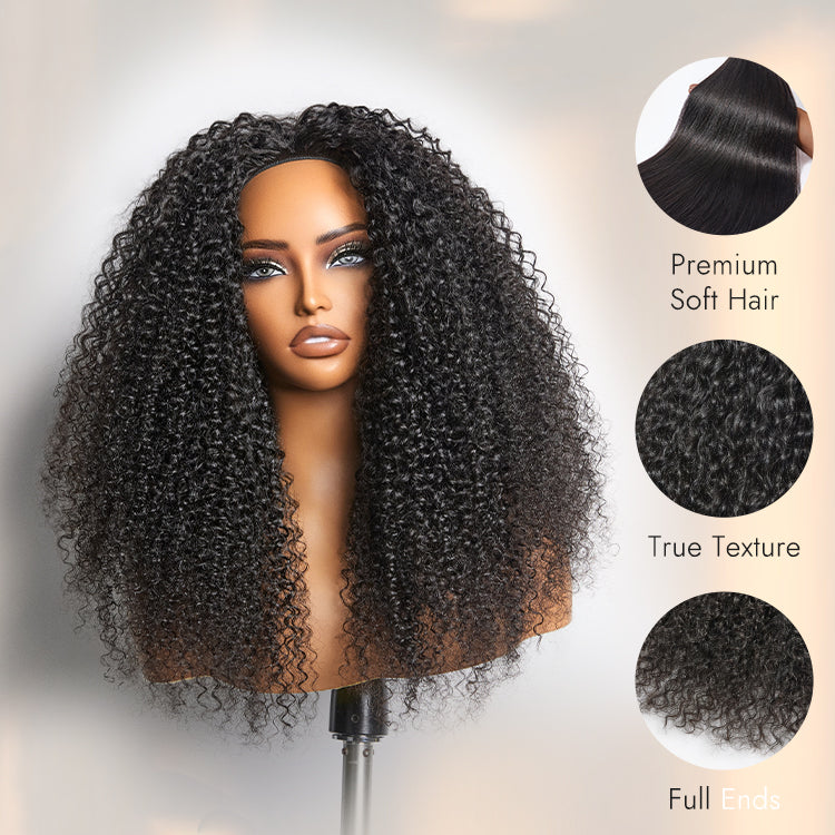 Luvme Too Easy Texture™ 3-In-1 Half Wig 180% Density Kinky Curly / Yaki Straight Glueless Flexi-Fit Drawstring Wig