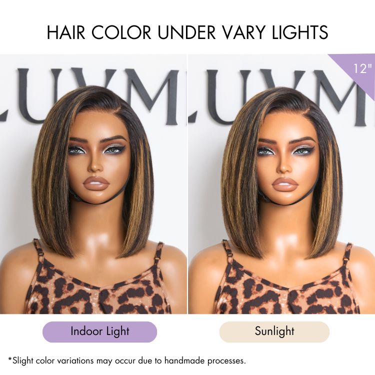 Luvme All-Day Comfort™ Wig Brown Highlight Blunt Cut Bob Glueless Minimalist HD Lace Wig Pre-Cut Lace