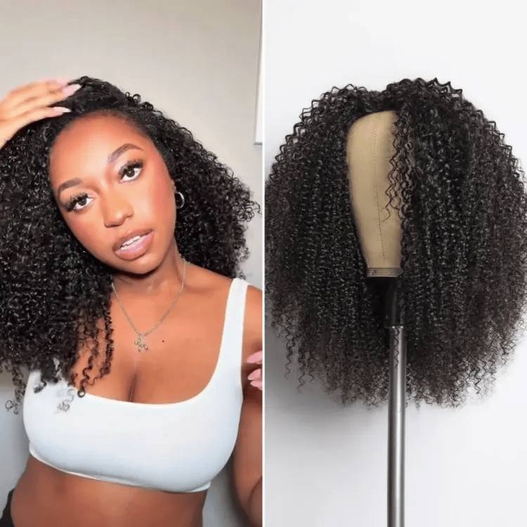 Luvme Too Easy Texture™ 3-In-1 Half Wig 180% Density Kinky Curly / Yaki Straight Glueless Flexi-Fit Drawstring Wig