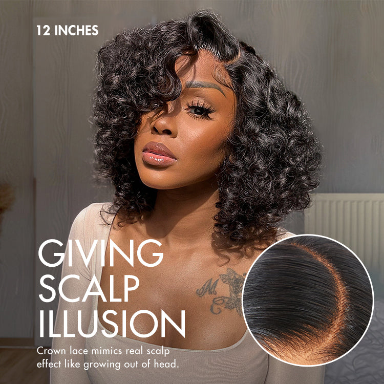 Effortless Elegance Copper Highlight / Natural Black Bouncy Curl Wig Minimalist HD Lace Glueless Wig Pre-Cut Lace