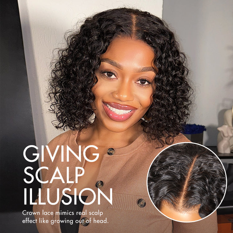 Brown Highlight / Natural Black / Blonde Highlight Deep Curly Glueless 5x5 Closure Pre-Cut Lace Wig