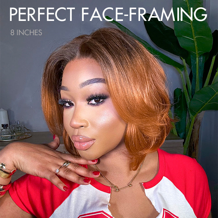 1 SEC INSTALL WIG | Elegant Boss Vibe Short Pixie Cut Natural Black / Ombre Brown Glueless Minimalist HD Lace Wig Pre Cut Lace