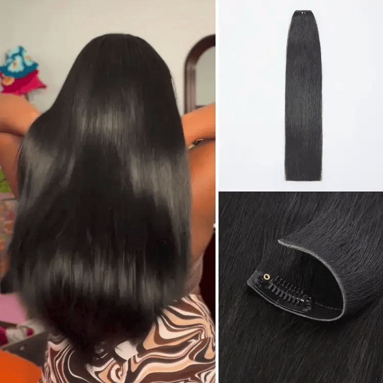 Body Wave / Messy Curly / Silky Straight / Yaki Straight / Kinky Curly Invisible Edge Clip in Hair Extensions Human Hair 110g 6pcs with Free Gift