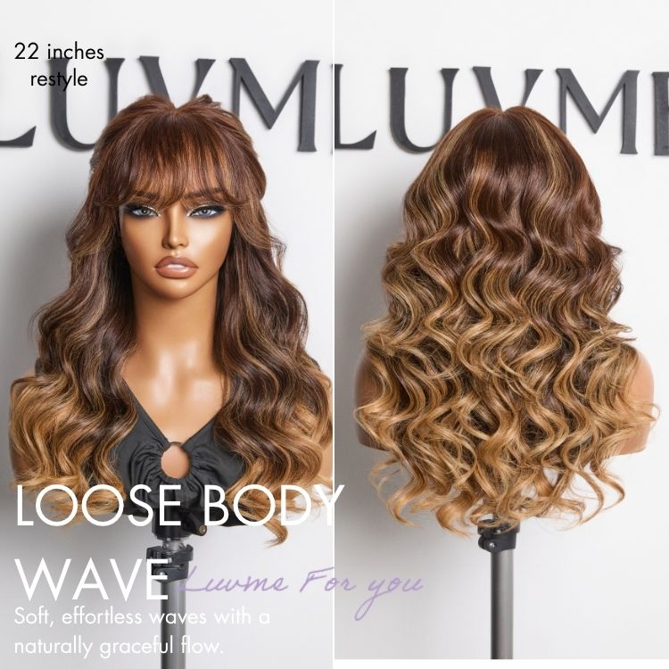 Luvme All-Day Comfort™ Wig 180% Density Loose Body Wave Glueless 7x6 Closure HD Lace Human Hair Wig with Bangs Pre-Cut Lace