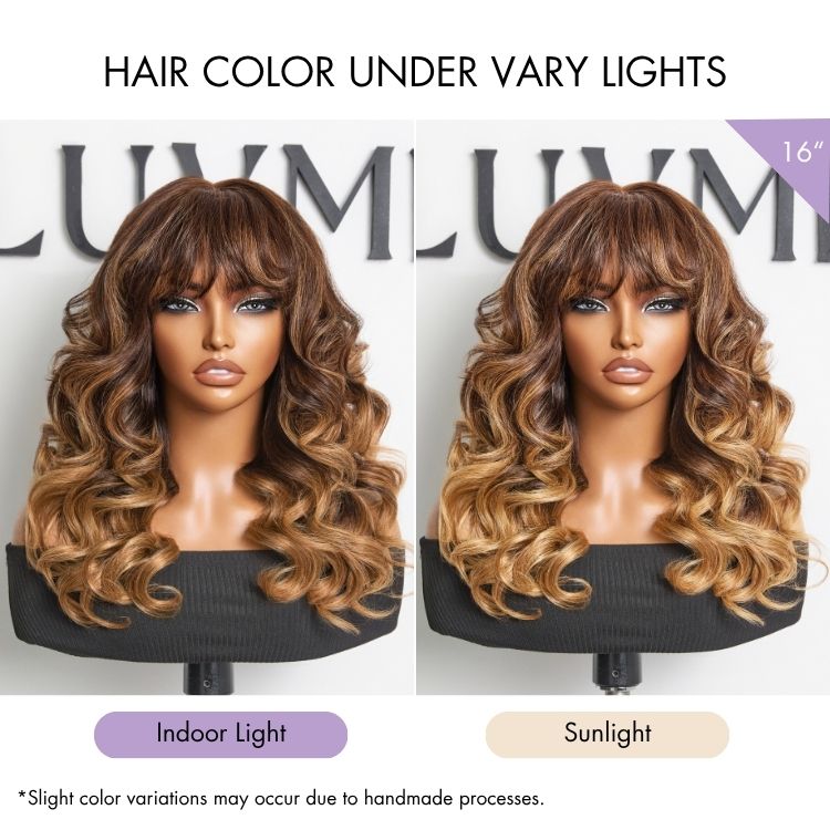 Luvme All-Day Comfort™ Wig 180% Density Loose Body Wave Glueless 7x6 Closure HD Lace Human Hair Wig with Bangs Pre-Cut Lace